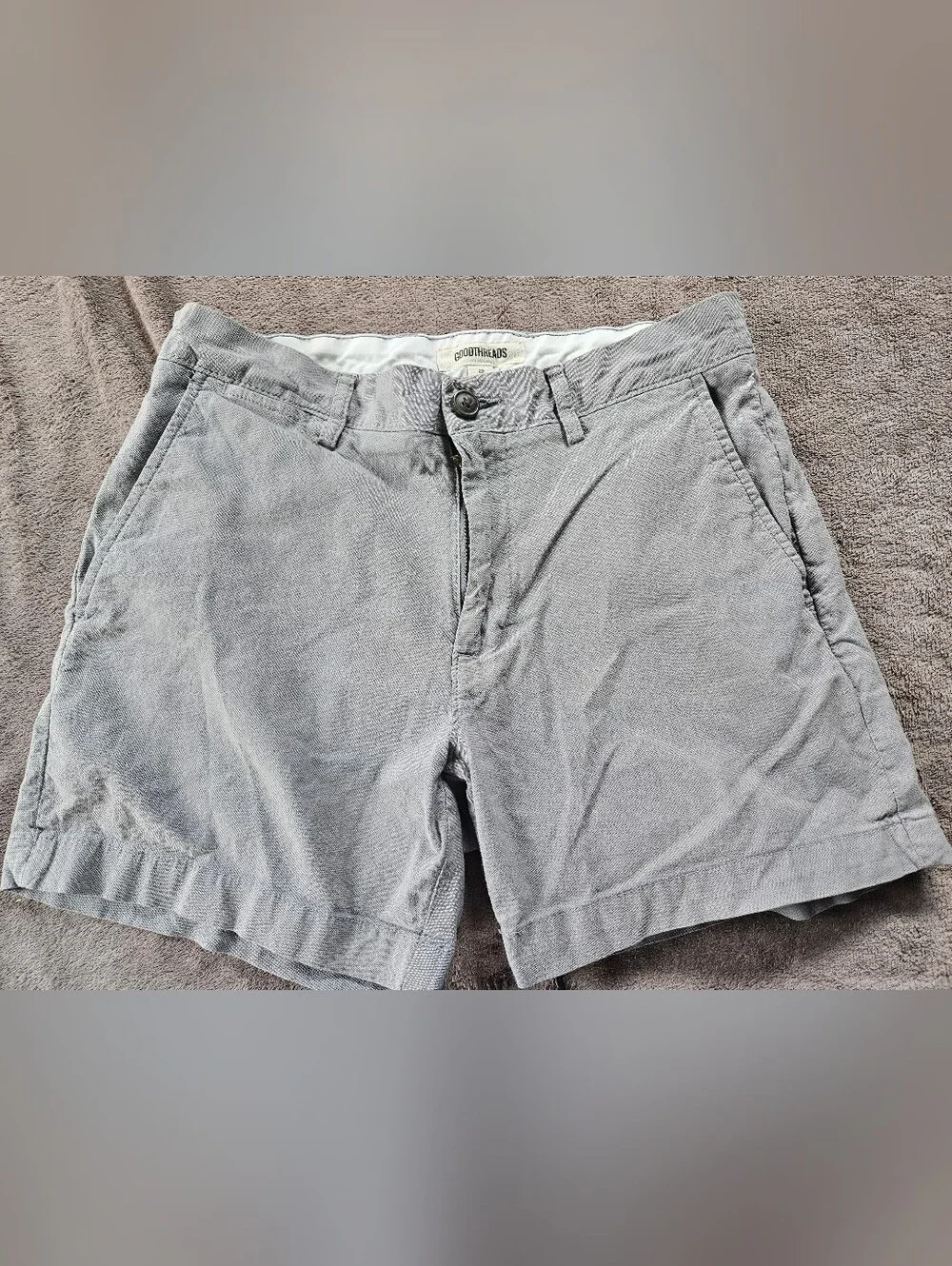 Goodthreads Gray Cotton Chino Shorts | Classic Casual Flat Front